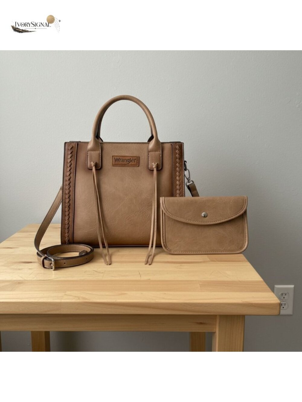 Wrangler Western Tote Satchel Purse & Wallet Set Vegan Leather